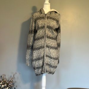 Soybu Zip up Sweater Dress with Fleece Lined Hood, Size Medium